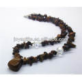 tiger eye trip stone Necklace with tumbled tiger eye pendant